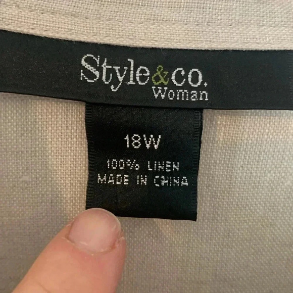 Style & co. Tan/ neutral linen blouse size 18 - Picture 4 of 9